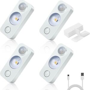 LED Motion Sensor Puck Lights, Rechargeable Cabinet Lights, Stick on Wireless LE